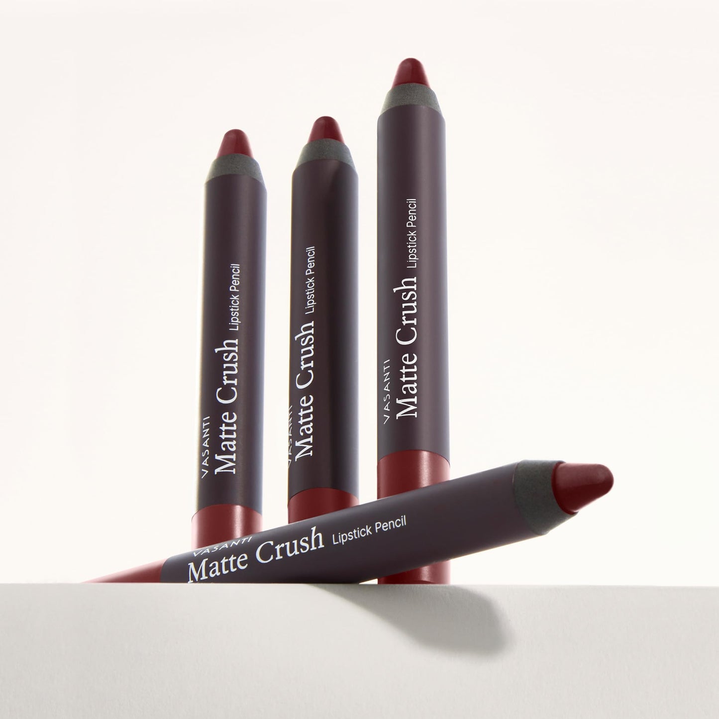 VASANTI Matte Crush Lipstick Pencil – Rosy Pout Medium Pink Brown – Soft, Velvety Matte Finish, Waterproof, Smooth Application – Natural, Vegan, Paraben-Free Lip Color