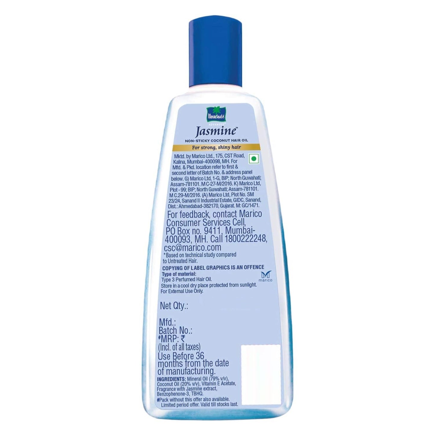 Parachute Advansed Jasmine Enriched Coconut Hair Oil with Vitamin-E | For Scalp Nourishment| Stronger, Softer, Silkier Hair | Indian Hair Oil | All Hair Types| 10.1 Fl.oz
