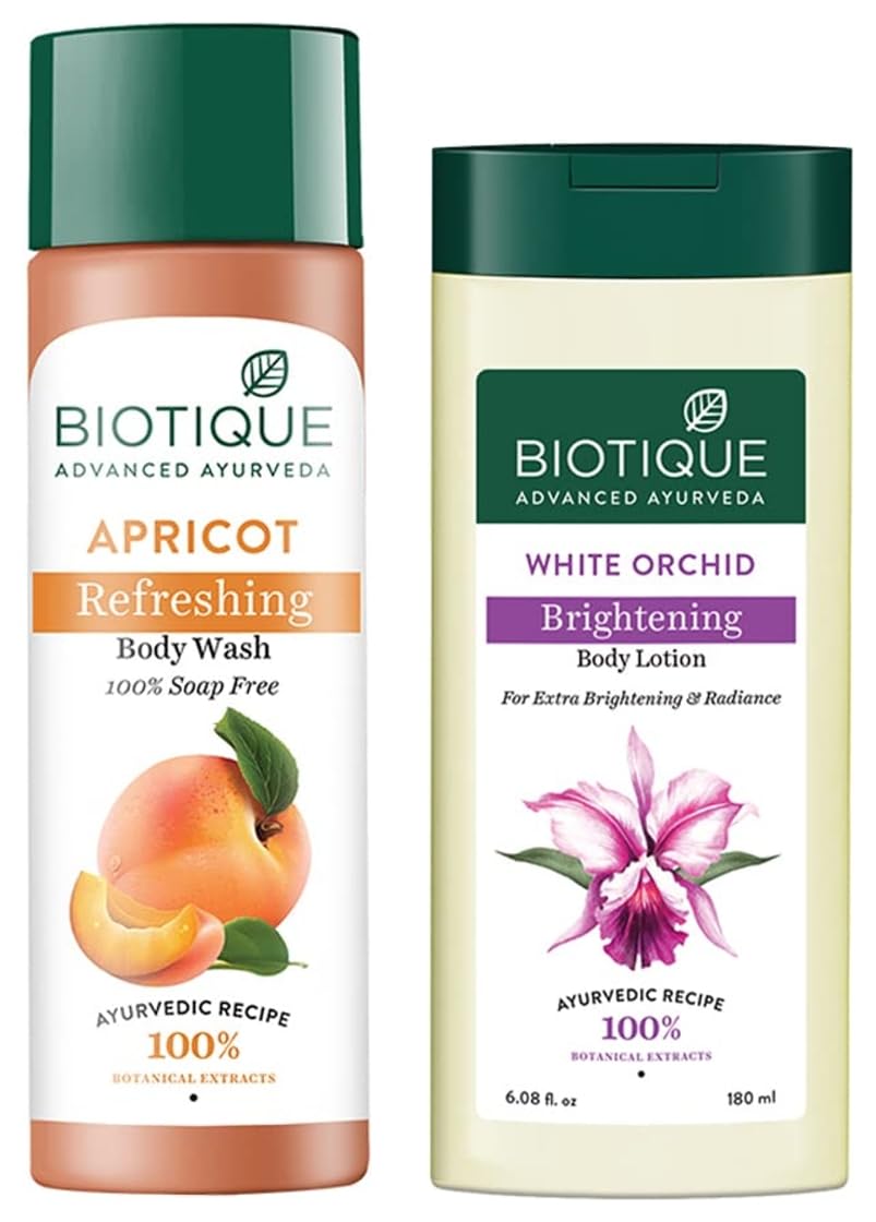 Biotique Bio Apricot Refreshing Body Wash, 190ml And Biotique Bio Honey Gel Refreshing Foaming Face Cleanser, 120ml
