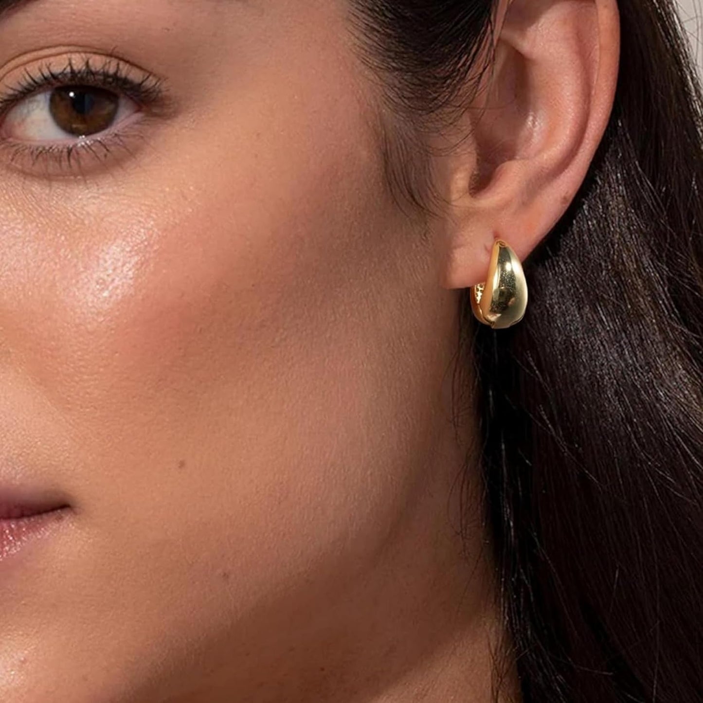 Salve Stylish Trendy Chunky Golden Dainty Small Huggie Hoop Earrings | Latest Fancy Trendy Hoops Bali Studs | Korean Fashion Jewellery Women & Girls (Oval)