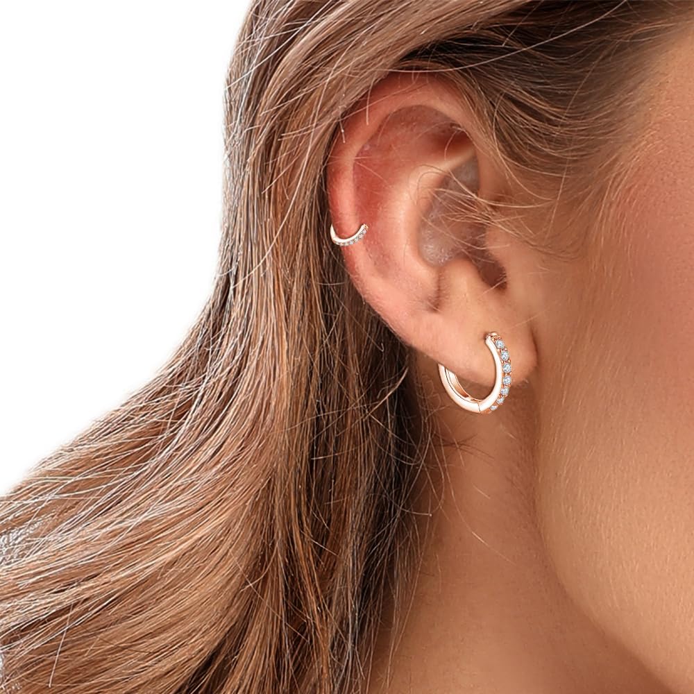 VAMA FASHIONS 18K Rose Gold Plated Hypoallergenic Piercing Kaju Kan ki Bali Hoop Earring Dainty Chunky Huggie Baali Stud Earrings for Girls Women