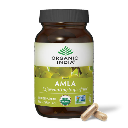 ORGANIC INDIA Amla Capsules Organic - Indian Gooseberry Herbal Vitamin Supplement, Amla Supplement, Immune Support, Vegan, Gluten-Free, Ayurvedic, Antioxidant, Non-GMO - 90 Capsules