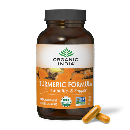ORGANIC INDIA Turmeric Curcumin with Black Pepper - Organic Turmeric Supplement and Curcumin Supplement, Turmeric Capsules, Joint Support & Immune System Support, Whole Root, Trikatu - 180 Capsules