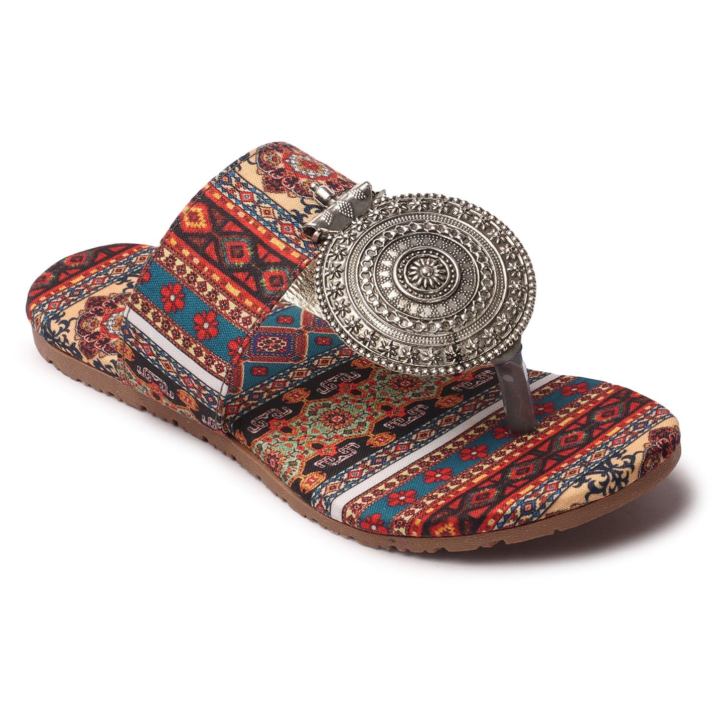 Women's Banjara Style Rajasthani Chappal Ethnic Flats Sandal, Traditional Slip-On Slipper 3 to 8 Sizes