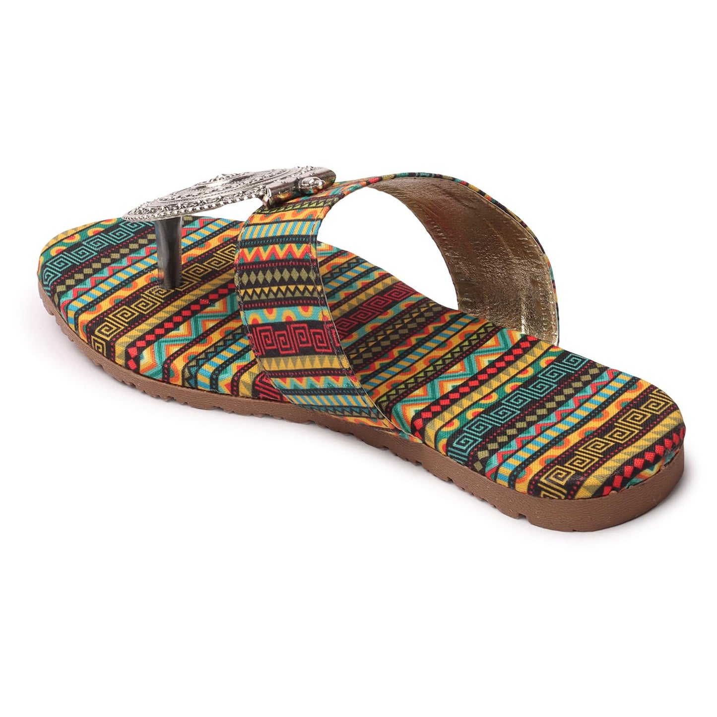 Women's Banjara Style Rajasthani Chappal Ethnic Flats Sandal, Traditional Slip-On Slipper 3 to 8 Sizes