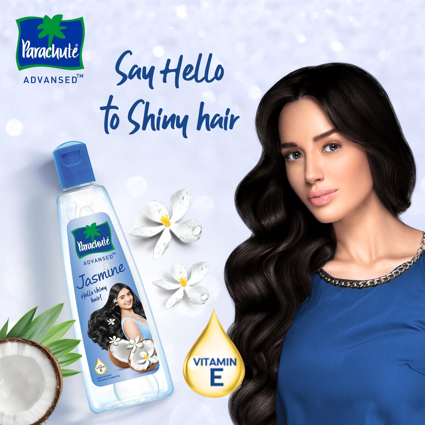 Parachute Advansed Jasmine Enriched Coconut Hair Oil with Vitamin-E | For Scalp Nourishment| Stronger, Softer, Silkier Hair | Indian Hair Oil | All Hair Types| 10.1 Fl.oz