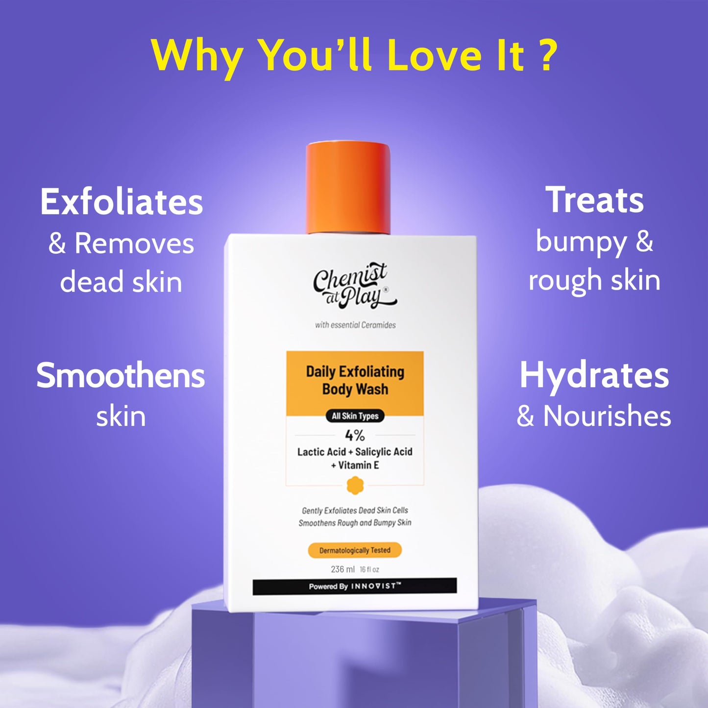Body Wash Exfoliating For Dry Rough Bumpy Strawberry Skin With 1% Salicylic Acid 2% Lactic Acid And Ceramides For Men And Women (7.9 Ounce)