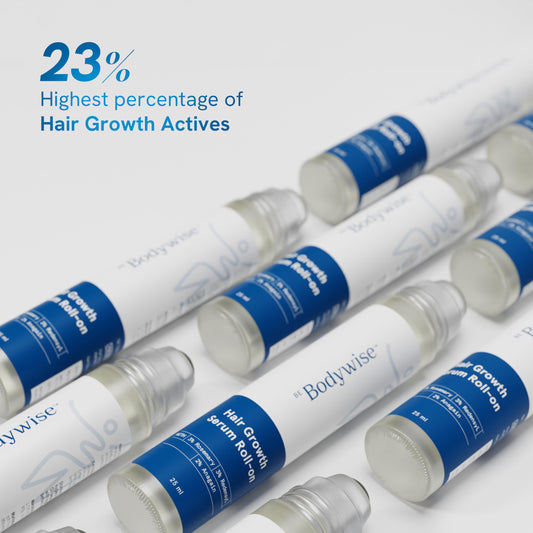 Be Bodywise Rosemary Hair Growth Serum Roll On 25 ml – 3% Rosemary, 3% Redensyl & 2% Anagain | DHT-Blocking Scalp Serum Boosts Oxygen Flow, Reduces Hair Fall | Paraben/Sulfate-Free | Women & Men