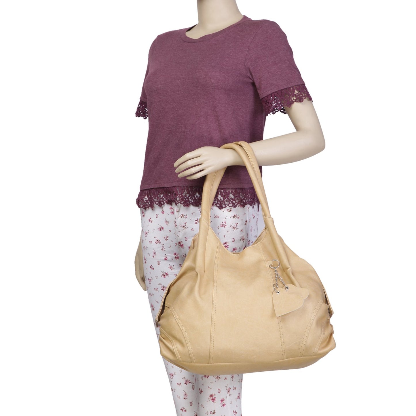 Fostelo Women's Vegan Leather Style Diva Handbag Shoulder Hobo Bag Ladies Purse (Large)