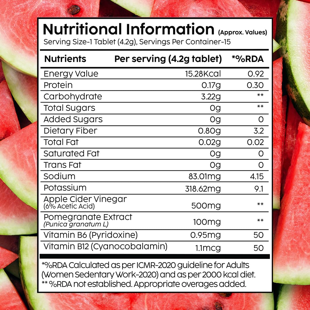 THE PLANT FIX Apple Cider Vinegar Effervescent Tablet with mother | Supports Metabolism & Appetite Control I With 500mg ACV, Vit B6 & B12 I No Maltodextrin, No Added Sugar I Pack of 4 (60 tablets)