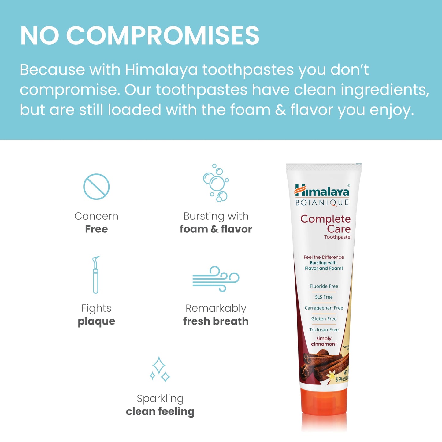Himalaya Botanique Complete Care Toothpaste, Herbal, Mint Flavor, Fights Plaque, Freshens Breath, Fluoride Free, No Artificial Flavors, SLS Free, Cruelty Free, Foaming, 5.29 Oz, 4 Pack