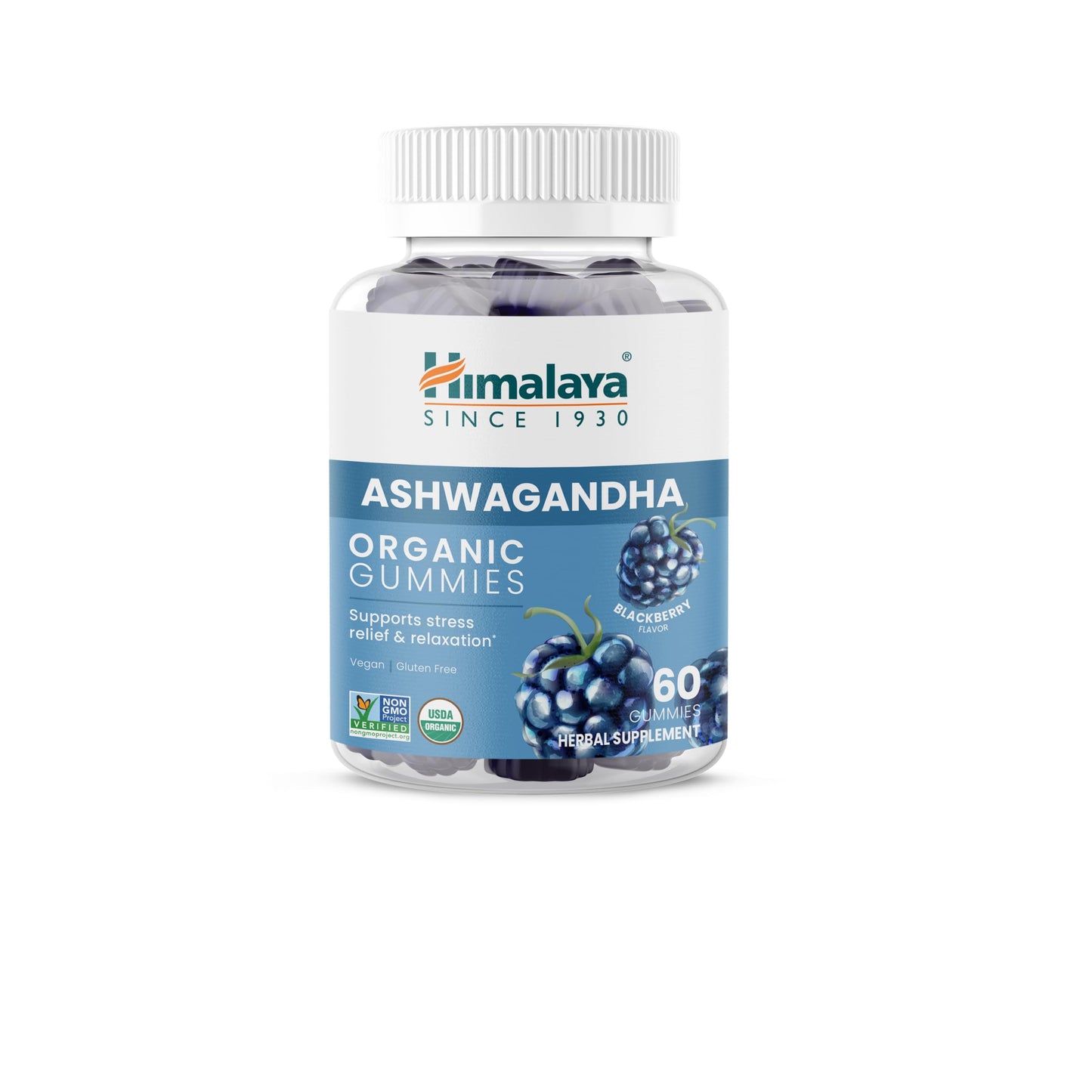 Himalaya Organic Ashwagandha, 60 Day Supply, Herbal Supplement for Stress Relief, Energy, Occasional Sleeplessness, Additive Free, Organic, Non-GMO, Vegan, Gluten Free, 670 mg, 60 Caplets