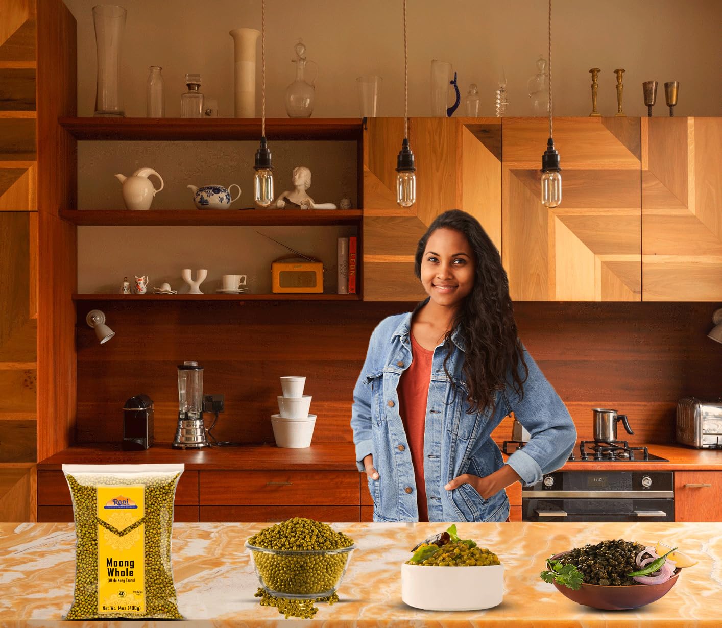 Rani Moong Whole (Ideal for cooking & sprouting, Whole Mung Beans with skin) Lentils Indian 64oz (4lbs) 1.81kg Bulk ~ All Natural | Gluten Friendly | Non-GMO | Kosher | Vegan | Indian Origin