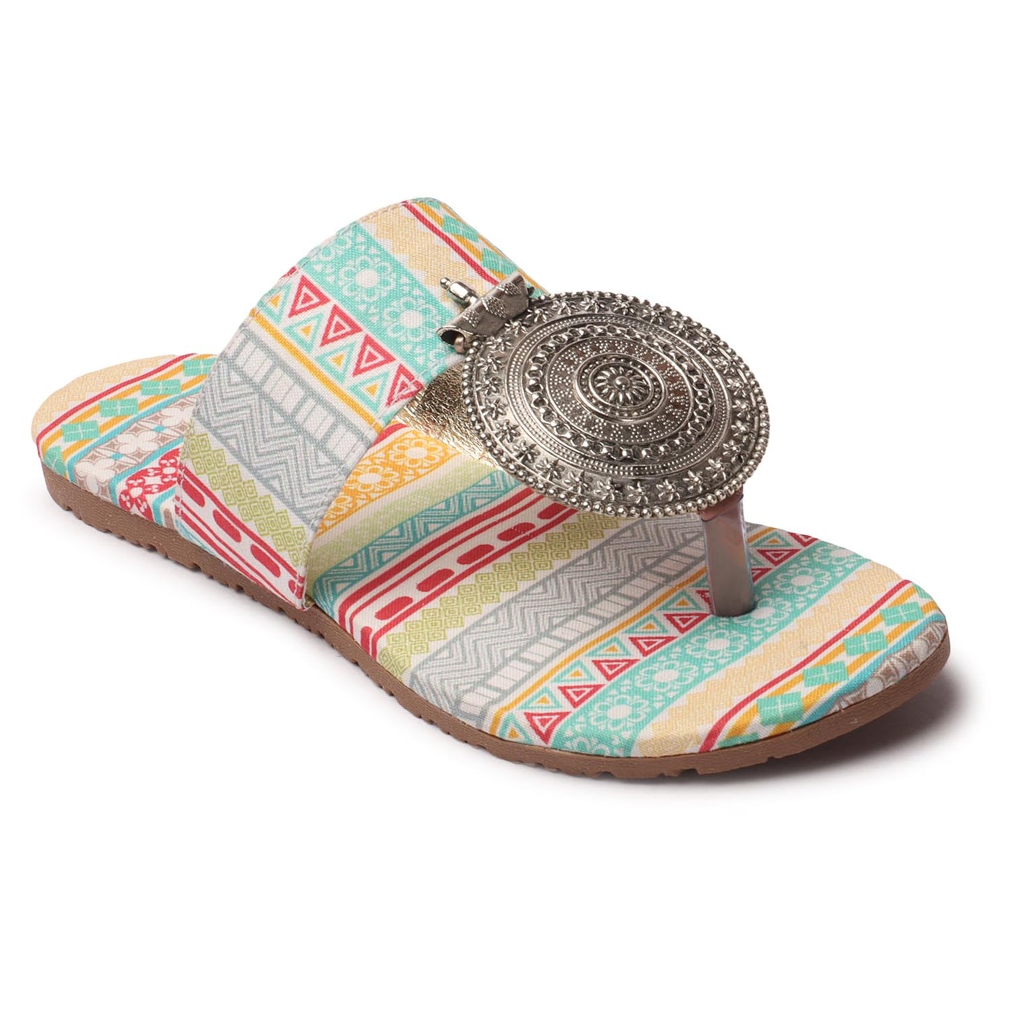 Women's Banjara Style Rajasthani Chappal Ethnic Flats Sandal, Traditional Slip-On Slipper 3 to 8 Sizes