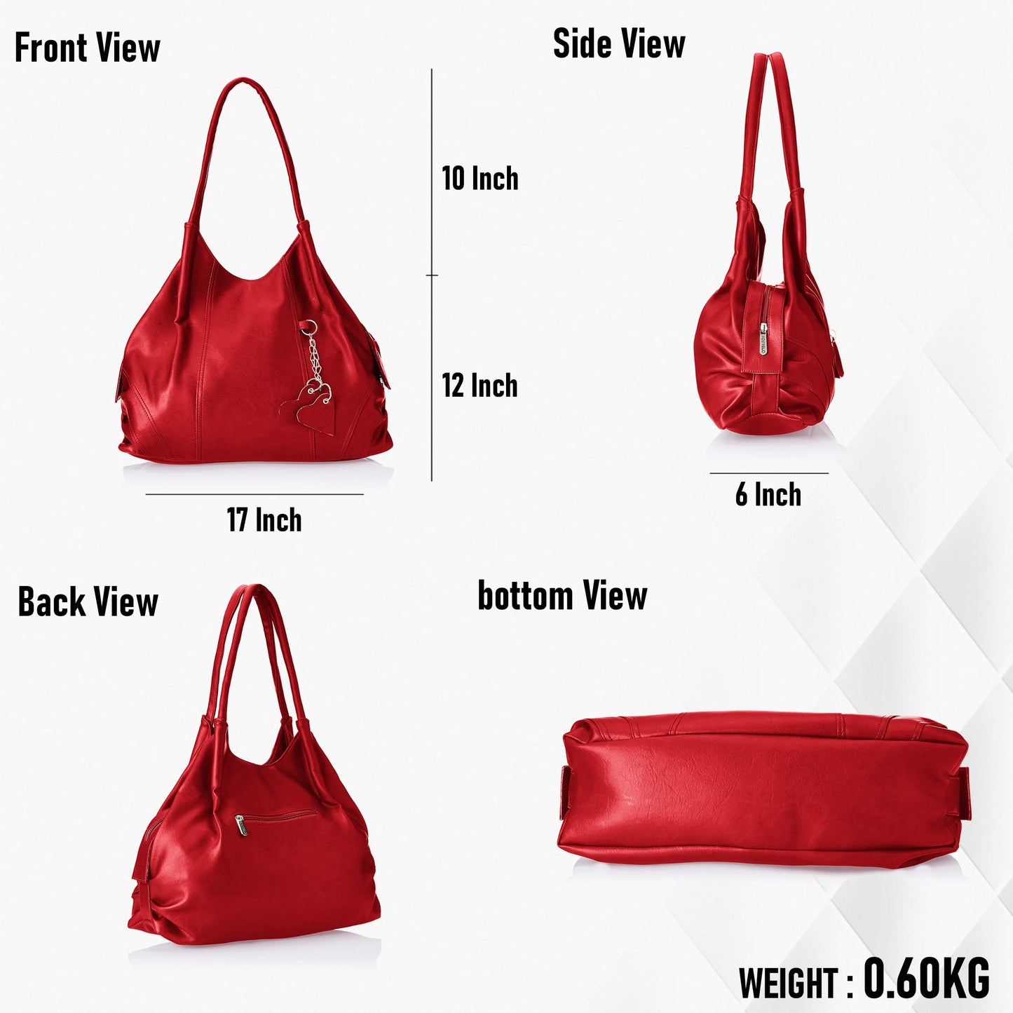 Fostelo Women's Vegan Leather Style Diva Handbag Shoulder Hobo Bag Ladies Purse (Large)