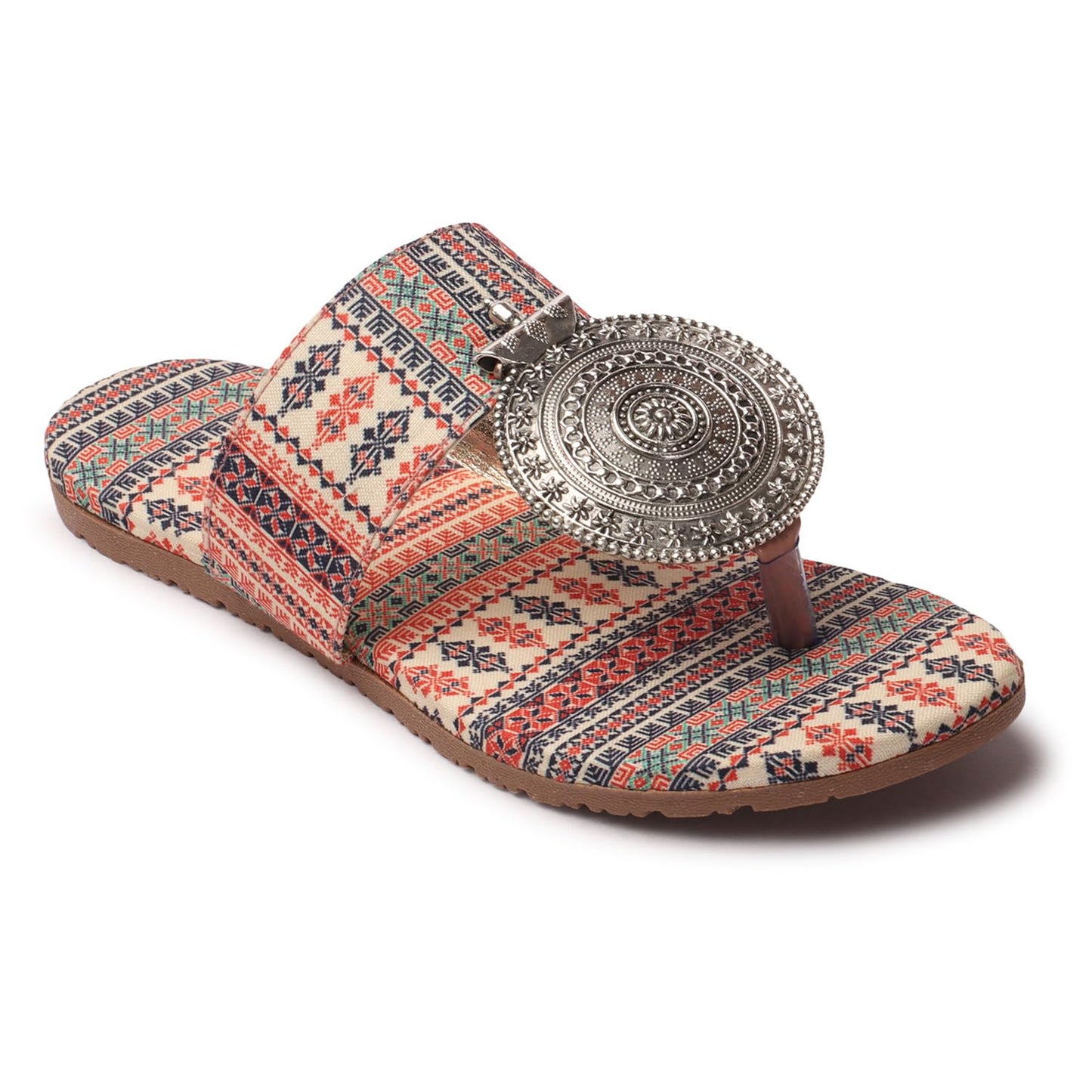 Women's Banjara Style Rajasthani Chappal Ethnic Flats Sandal, Traditional Slip-On Slipper 3 to 8 Sizes