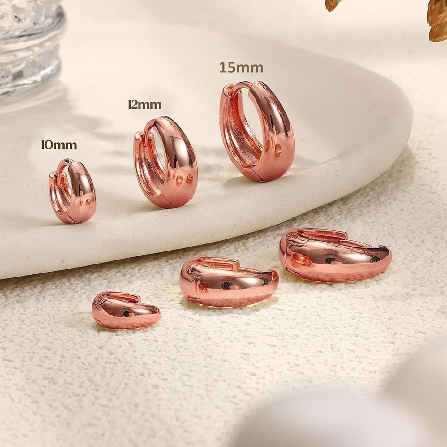 VAMA FASHIONS 18K Rose Gold Plated Hypoallergenic Piercing Kaju Kan ki Bali Hoop Earring Dainty Chunky Huggie Baali Stud Earrings for Girls Women