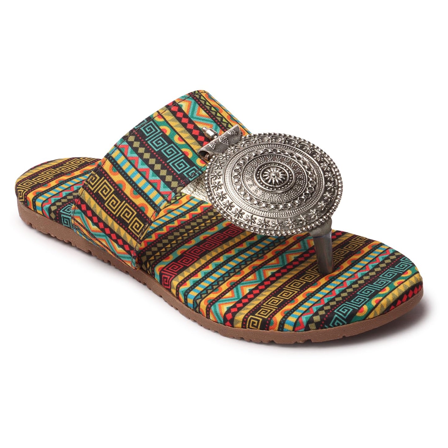 Women's Banjara Style Rajasthani Chappal Ethnic Flats Sandal, Traditional Slip-On Slipper 3 to 8 Sizes