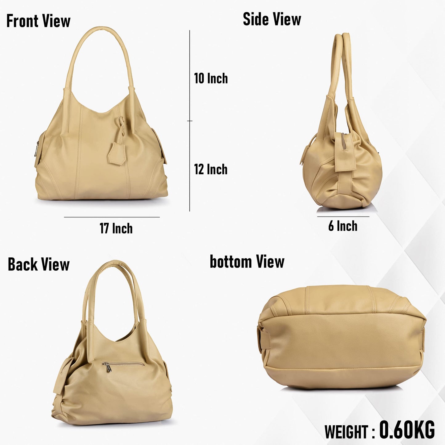 Fostelo Women's Vegan Leather Style Diva Handbag Shoulder Hobo Bag Ladies Purse (Large)