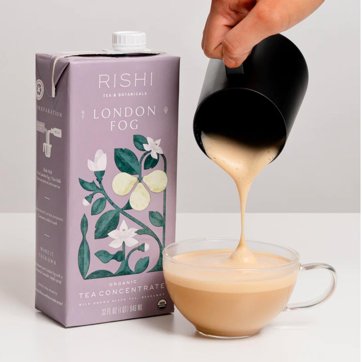 Rishi Tea Masala Chai Latte - Organic Black Tea Concentrate, Easy-to-Serve Hot or Iced Chai Mix - 32 fl oz Carton, 8 Servings (Pack of 12)