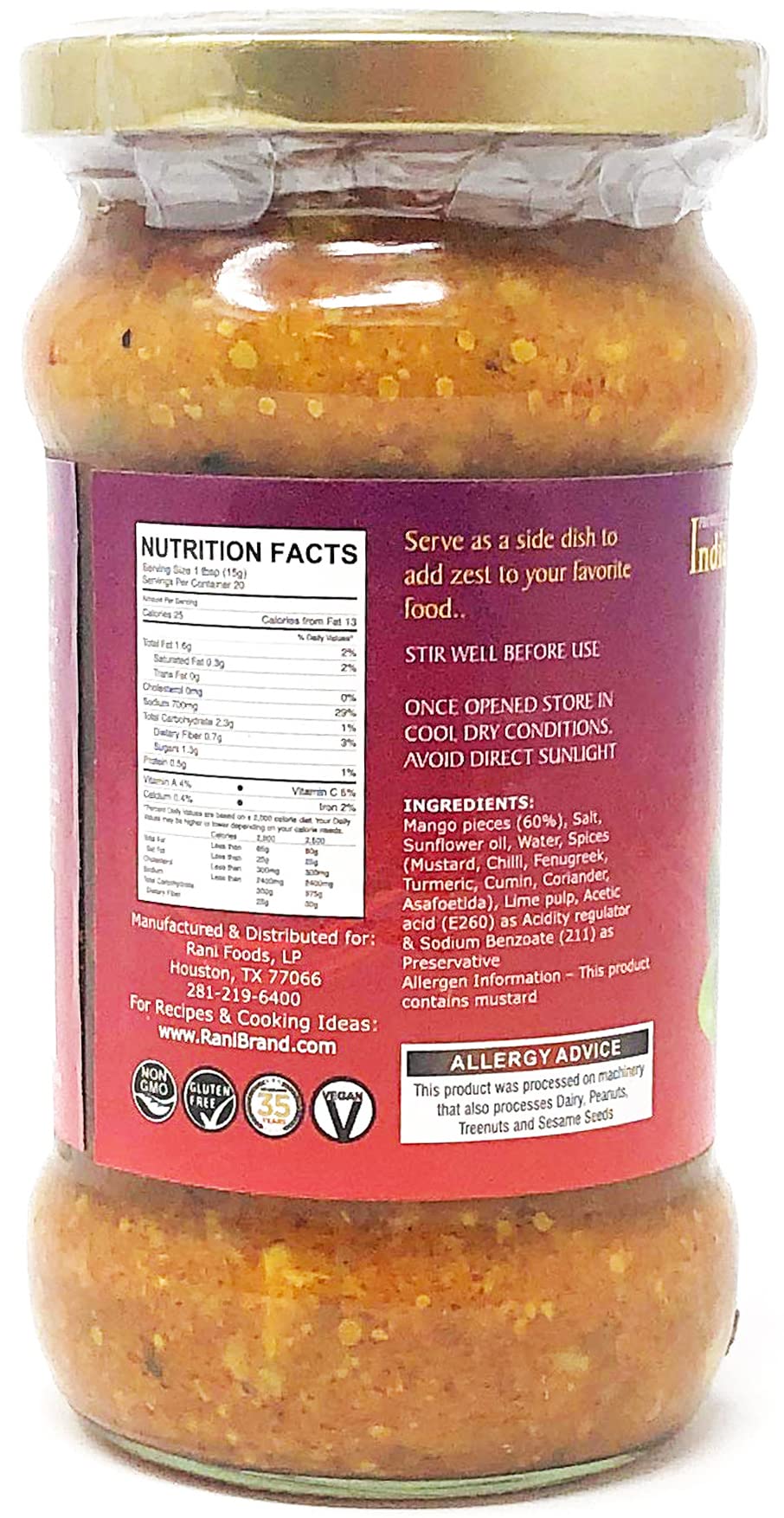 Rani Lime Pickle Hot (Achar, Spicy Indian Relish) 10.5oz (300g) Glass Jar ~ Vegan | Gluten Free | NON-GMO | No Colors | Popular Indian Condiment, Indian Origin