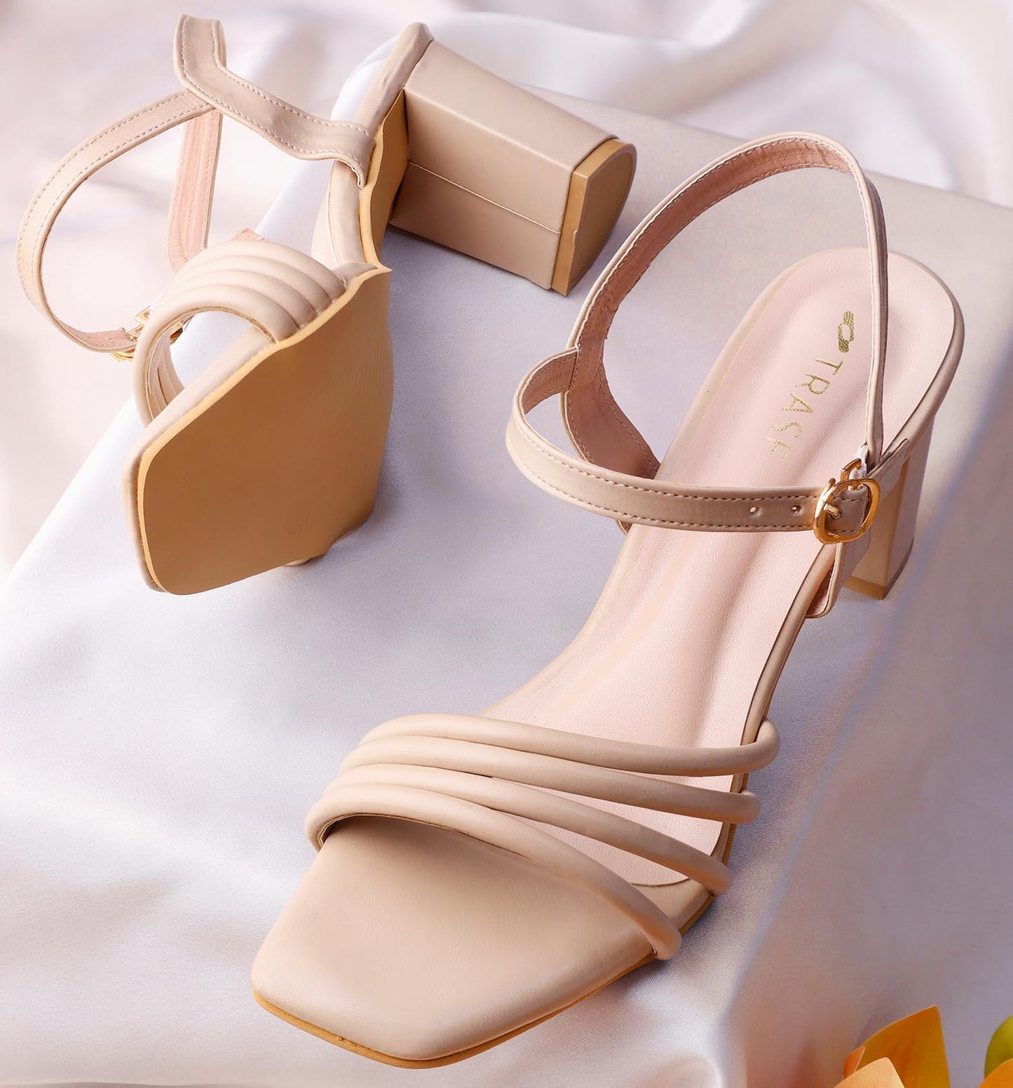 TRASE Women's Ankle Strap Block Heels Sandals| Fashionable Sandals for Women & Girls | Light weight, Soft Footbed, Comfortable & Stylish - (47066)