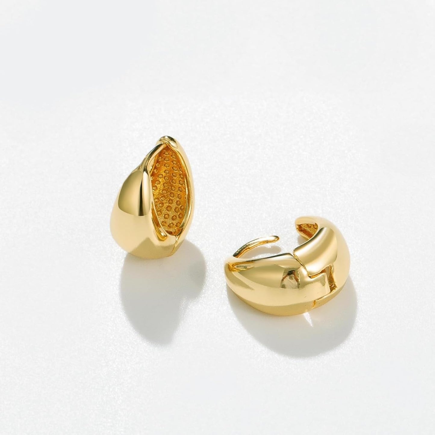 Salve Stylish Trendy Chunky Golden Dainty Small Huggie Hoop Earrings | Latest Fancy Trendy Hoops Bali Studs | Korean Fashion Jewellery Women & Girls (Oval)