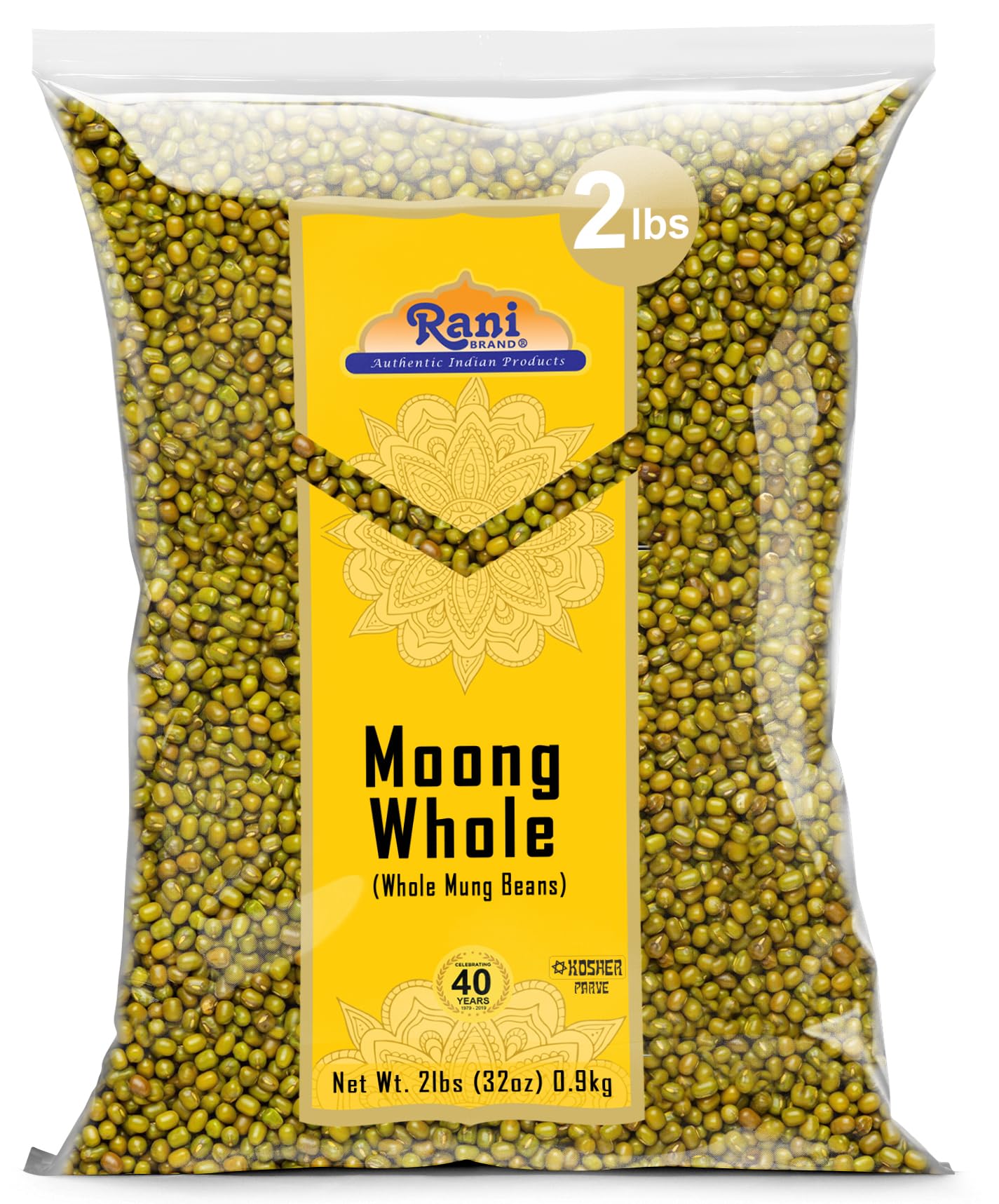 Rani Moong Whole (Ideal for cooking & sprouting, Whole Mung Beans with skin) Lentils Indian 64oz (4lbs) 1.81kg Bulk ~ All Natural | Gluten Friendly | Non-GMO | Kosher | Vegan | Indian Origin
