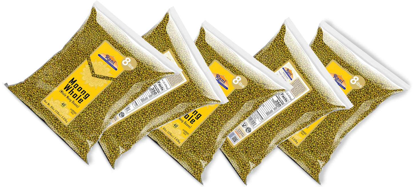 Rani Moong Whole (Ideal for cooking & sprouting, Whole Mung Beans with skin) Lentils Indian 64oz (4lbs) 1.81kg Bulk ~ All Natural | Gluten Friendly | Non-GMO | Kosher | Vegan | Indian Origin