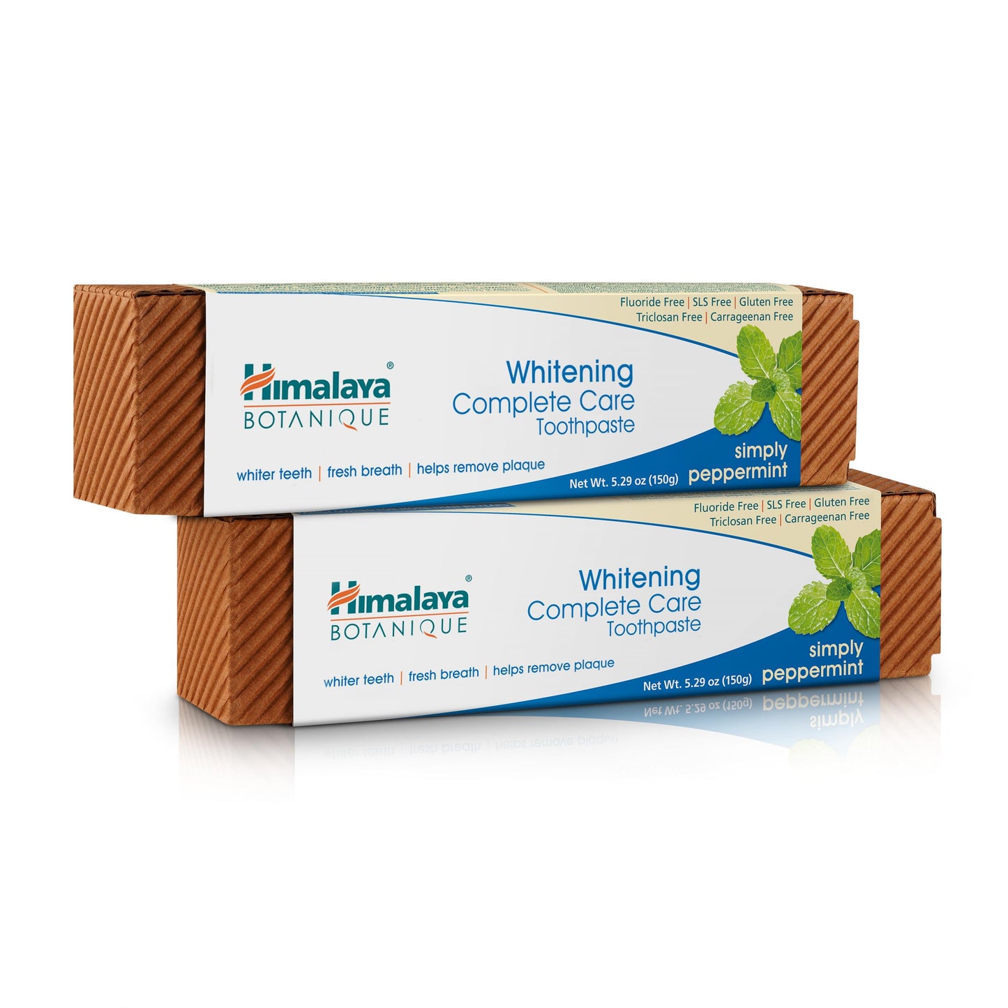 Himalaya Botanique Whitening Complete Care Toothpaste, Teeth Whitening, Fights Plaque, Fluoride Free, No Artificial Flavors, SLS Free, Cruelty Free, Foaming, Simply Mint Flavor, 5.29 Oz, 2 Pack
