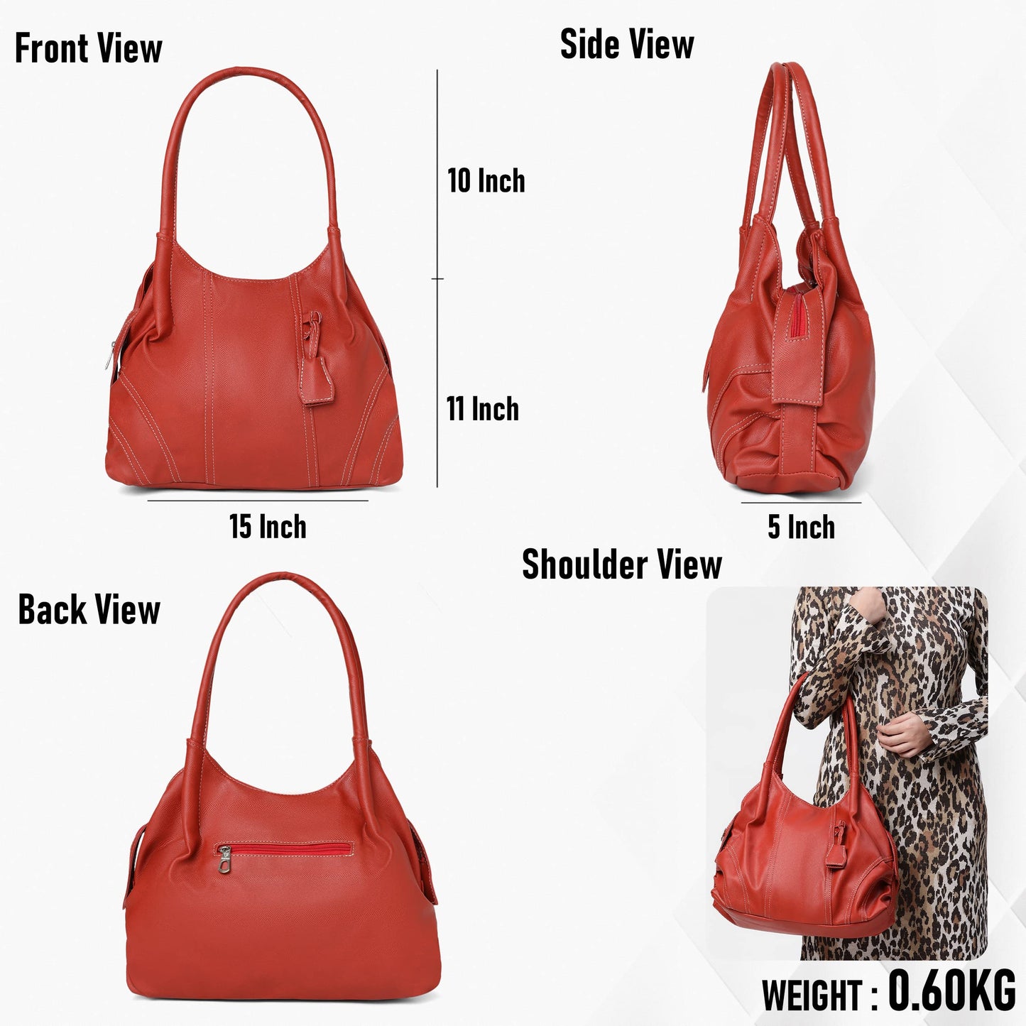 Fostelo Women's Vegan Leather Style Diva Handbag Shoulder Hobo Bag Ladies Purse (Large)
