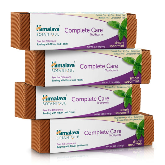 Himalaya Botanique Complete Care Toothpaste, Herbal, Mint Flavor, Fights Plaque, Freshens Breath, Fluoride Free, No Artificial Flavors, SLS Free, Cruelty Free, Foaming, 5.29 Oz, 4 Pack