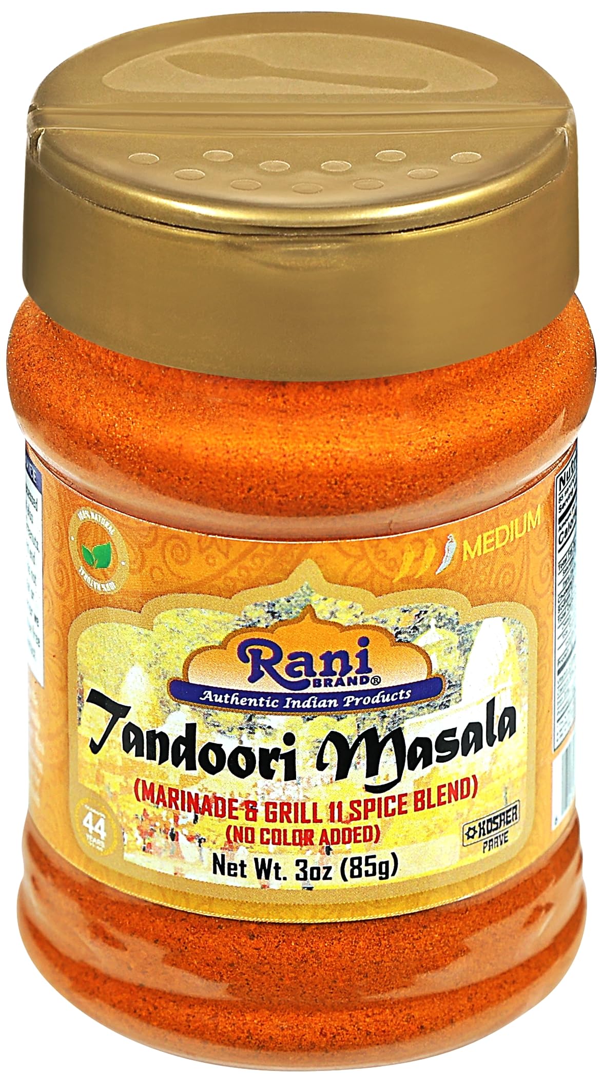 Rani Tandoori Masala (Natural, No Colors Added) Indian 11-Spice Blend 3oz (85g) PET Jar ~ Salt Free | Vegan | Gluten Friendly | NON-GMO | Kosher | Indian Origin
