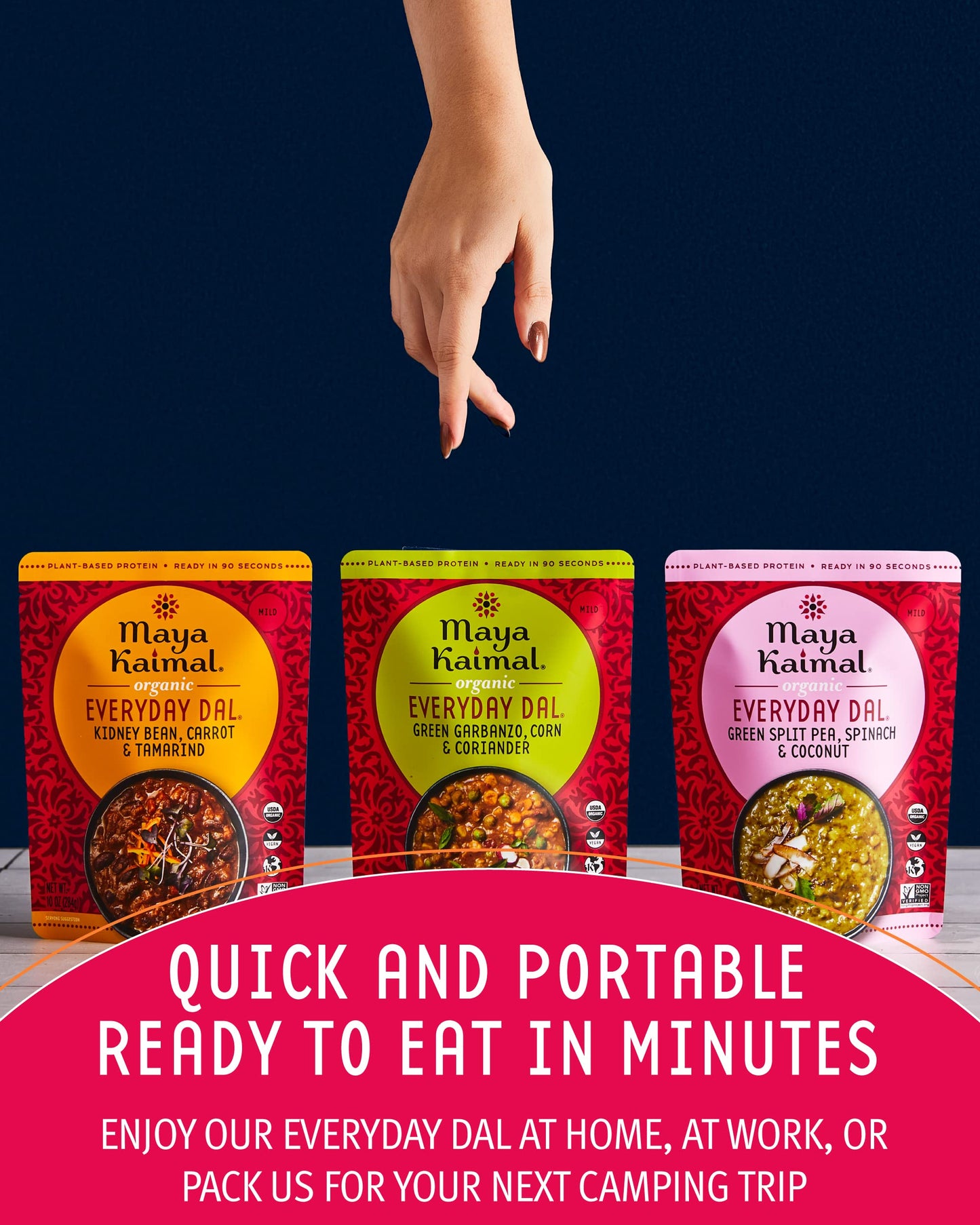 Maya Kaimal Foods - Organic Indian Everyday Dal - 6 pack variety of 10oz Ready to Eat Meals - Fully Cooked - Vegan - Kosher - Microwavable - made from Lentils, Beans, Squash, Coconut, Peas