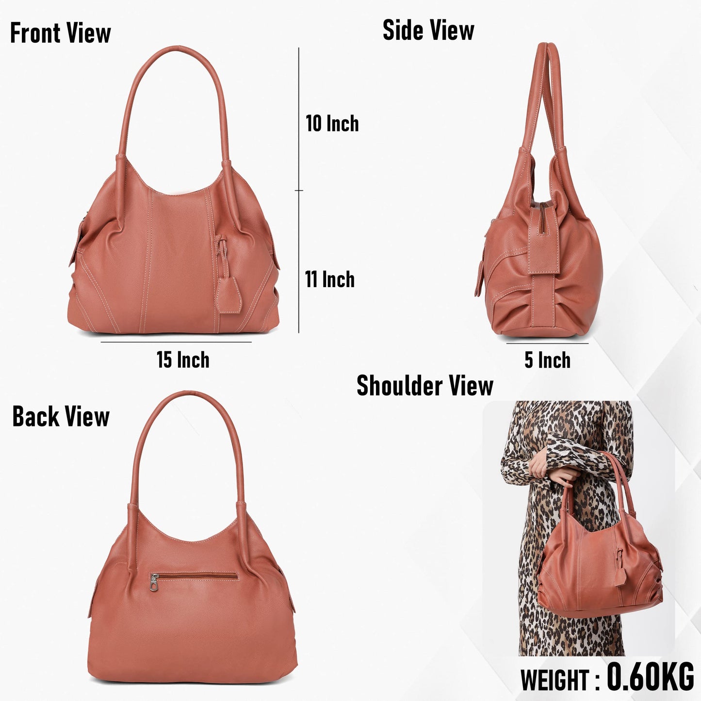 Fostelo Women's Vegan Leather Style Diva Handbag Shoulder Hobo Bag Ladies Purse (Large)
