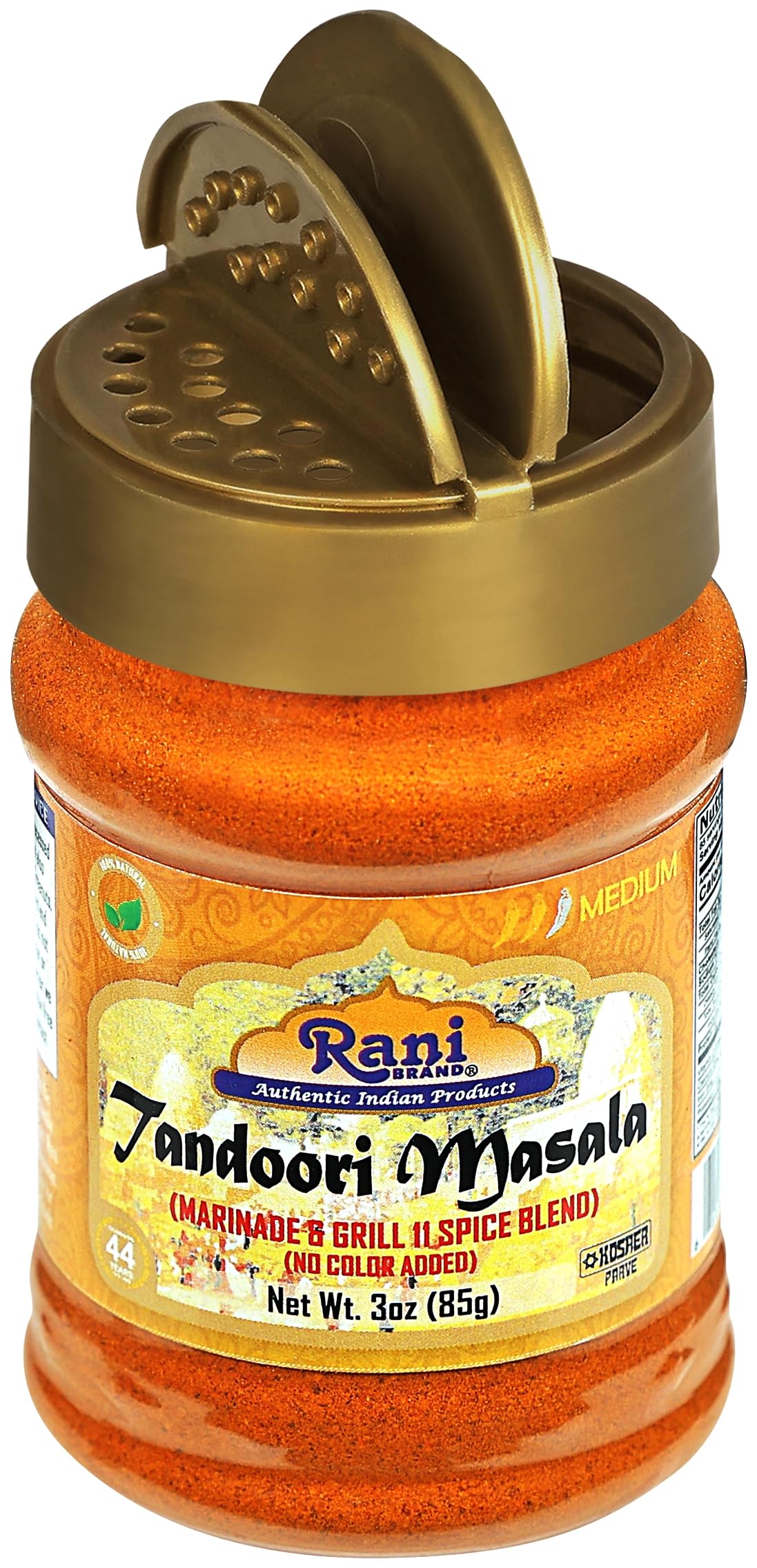 Rani Tandoori Masala (Natural, No Colors Added) Indian 11-Spice Blend 3oz (85g) PET Jar ~ Salt Free | Vegan | Gluten Friendly | NON-GMO | Kosher | Indian Origin