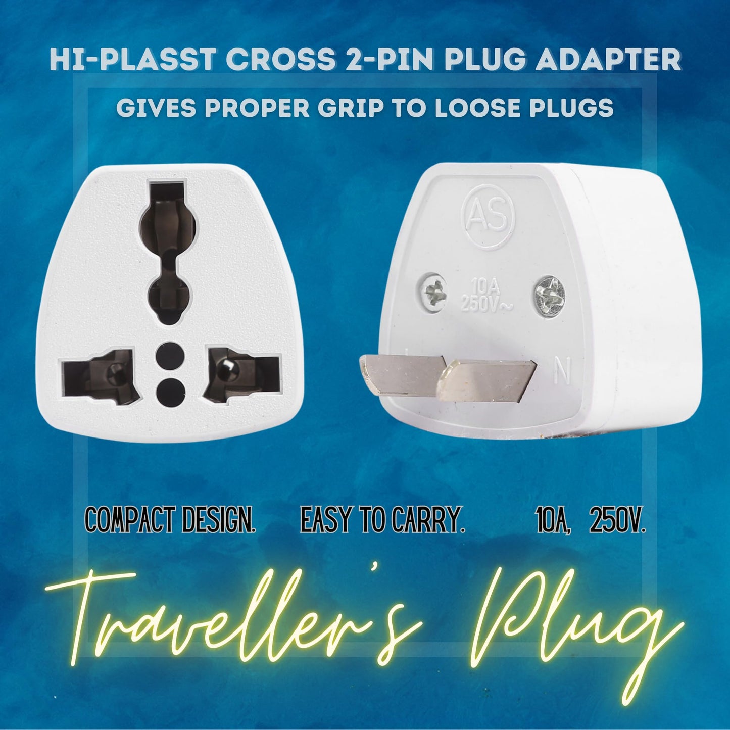 Hi-PLASST (3pcs) Type-A US Converter Plug // India to USA Universal Travel Adapter for USA, Canada, Mexico, Brazil, Philippines, Cuba, Thailand, Taiwan, Japan, Panama, etc