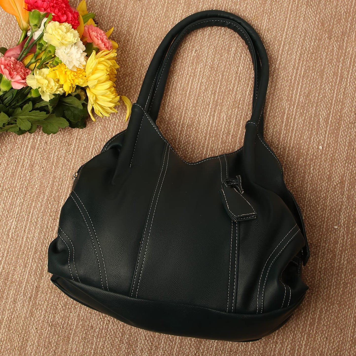 Fostelo Women's Vegan Leather Style Diva Handbag Shoulder Hobo Bag Ladies Purse (Large)