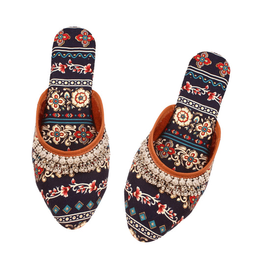 Babbotty Women's Multicolor Jaipuri Rajasthani Mules Juttis | Japuri Rajasthani Slippers | Casual Fancy Slippers l Ethnic Flats Juti
