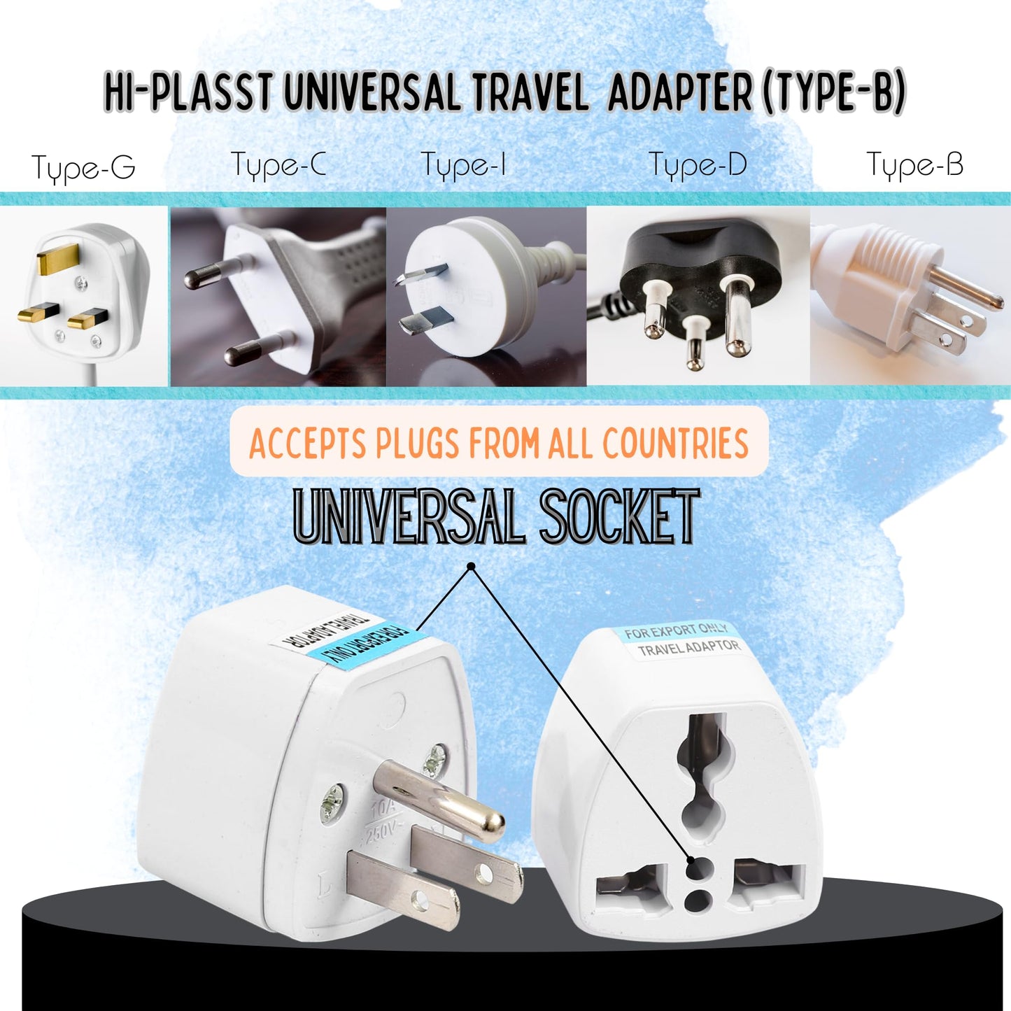 Hi-PLASST (3pcs) Type-A US Converter Plug // India to USA Universal Travel Adapter for USA, Canada, Mexico, Brazil, Philippines, Cuba, Thailand, Taiwan, Japan, Panama, etc