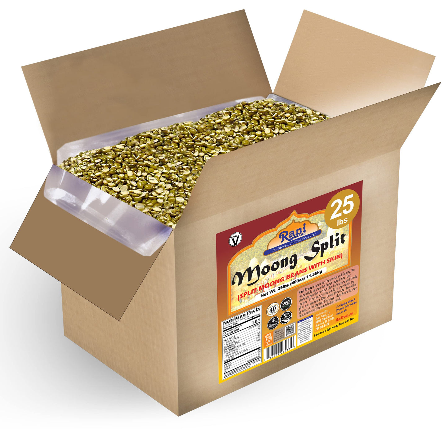 Rani Moong Whole (Ideal for cooking & sprouting, Whole Mung Beans with skin) Lentils Indian 64oz (4lbs) 1.81kg Bulk ~ All Natural | Gluten Friendly | Non-GMO | Kosher | Vegan | Indian Origin