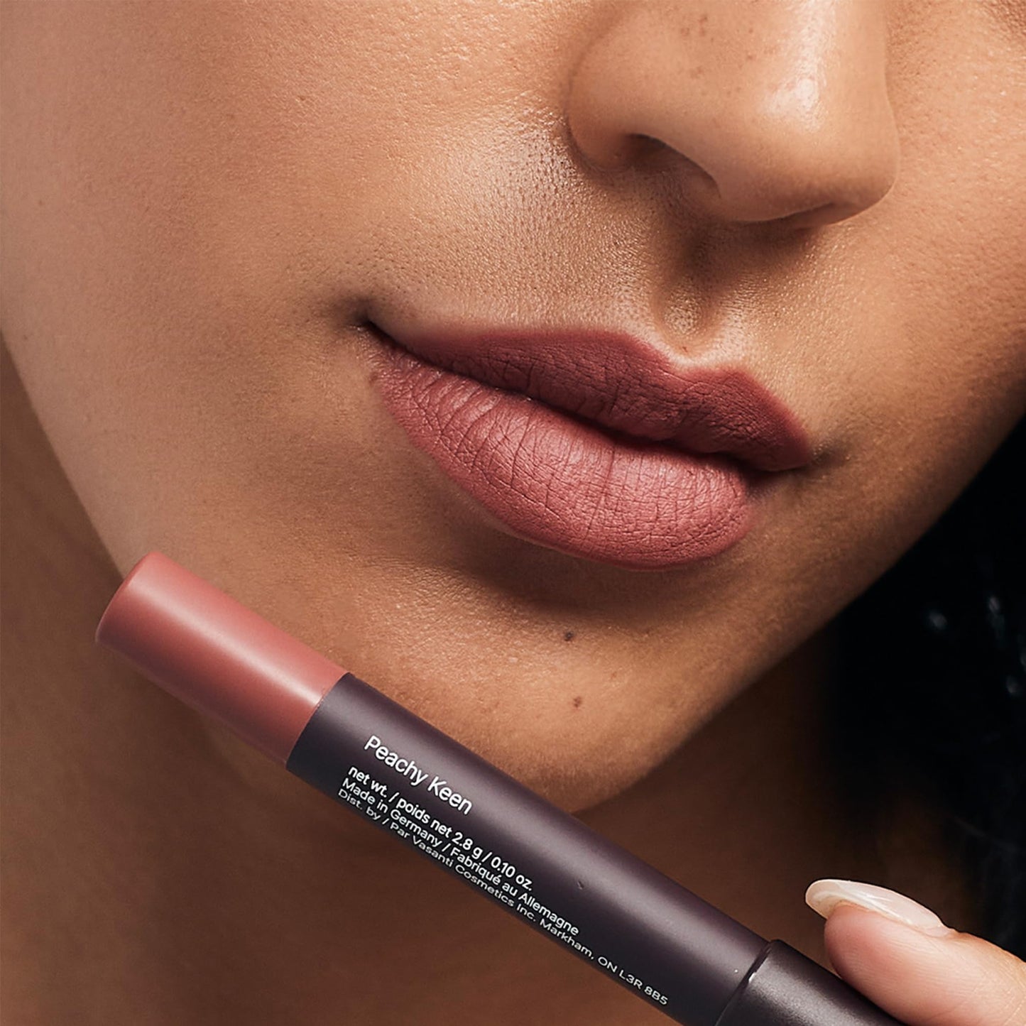 VASANTI Matte Crush Lipstick Pencil – Rosy Pout Medium Pink Brown – Soft, Velvety Matte Finish, Waterproof, Smooth Application – Natural, Vegan, Paraben-Free Lip Color