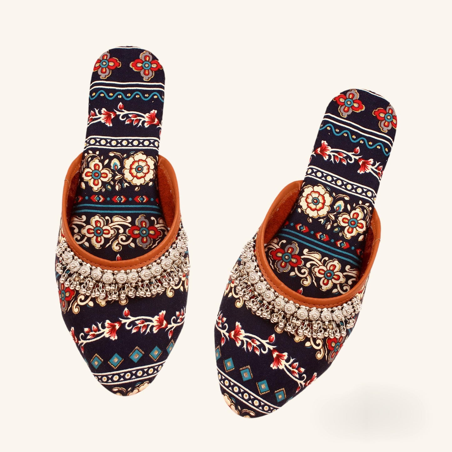 Babbotty Women's Multicolor Jaipuri Rajasthani Mules Juttis | Japuri Rajasthani Slippers | Casual Fancy Slippers l Ethnic Flats Juti
