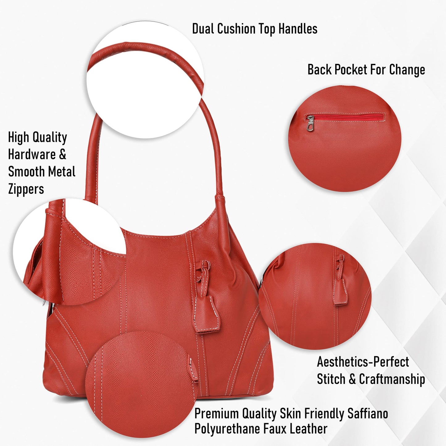 Fostelo Women's Vegan Leather Style Diva Handbag Shoulder Hobo Bag Ladies Purse (Large)