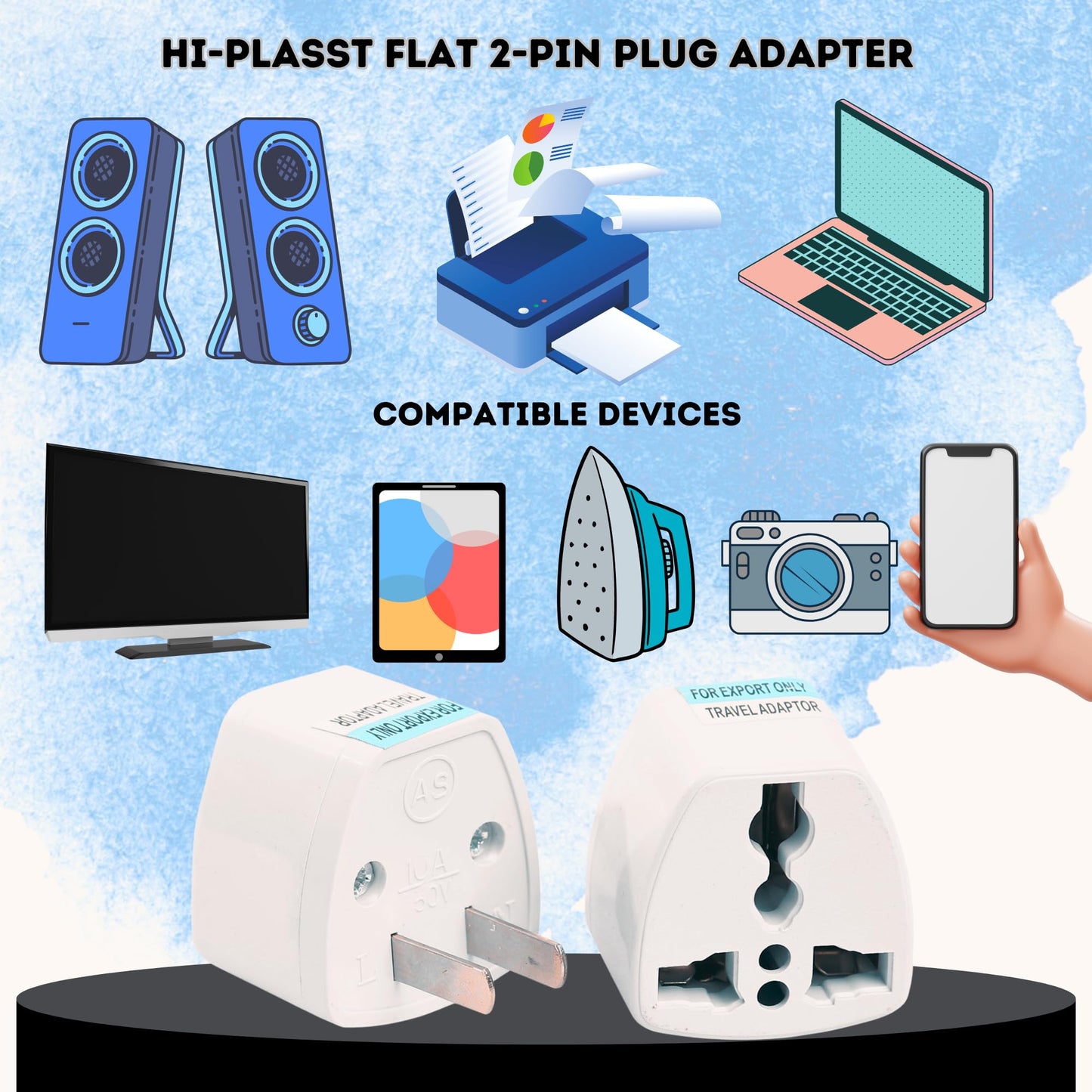 Hi-PLASST (3pcs) Type-A US Converter Plug // India to USA Universal Travel Adapter for USA, Canada, Mexico, Brazil, Philippines, Cuba, Thailand, Taiwan, Japan, Panama, etc