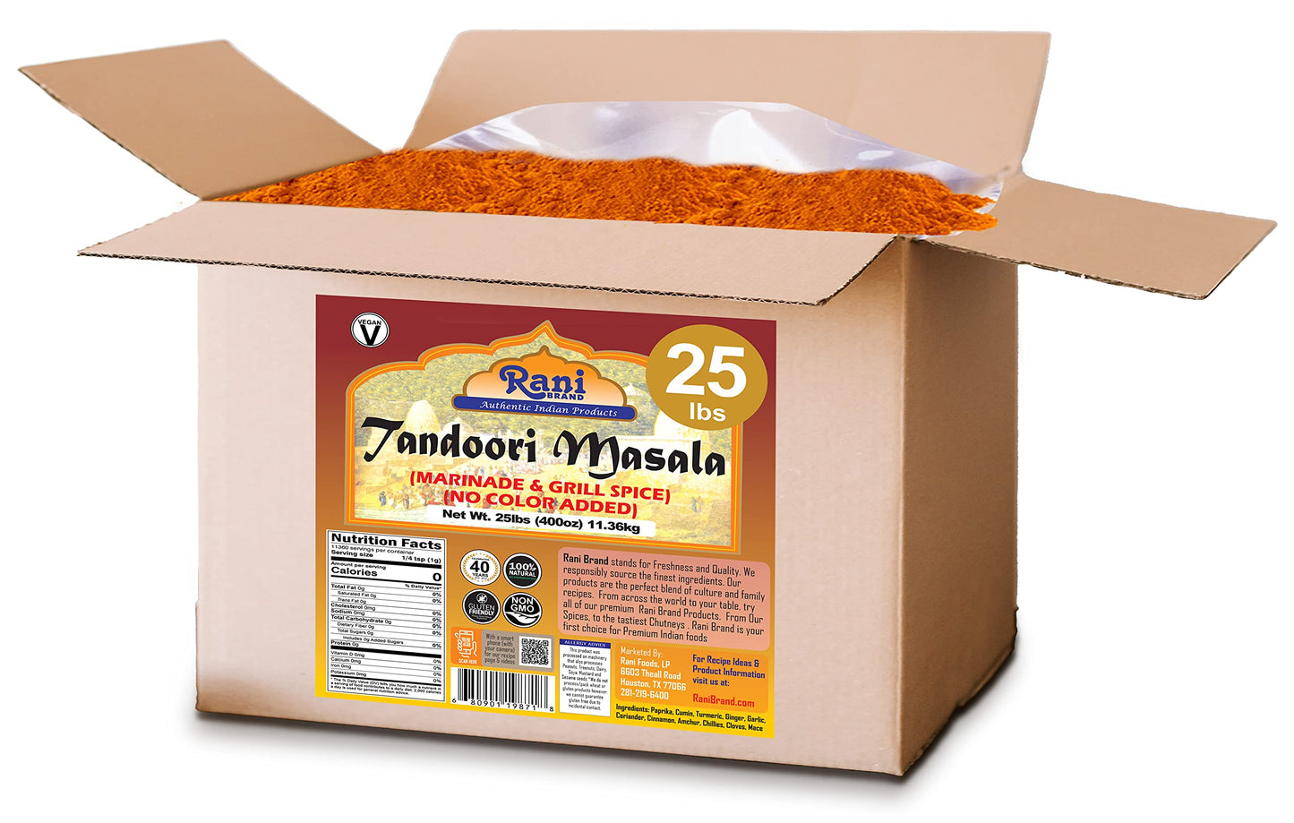 Rani Tandoori Masala (Natural, No Colors Added) Indian 11-Spice Blend 3oz (85g) PET Jar ~ Salt Free | Vegan | Gluten Friendly | NON-GMO | Kosher | Indian Origin