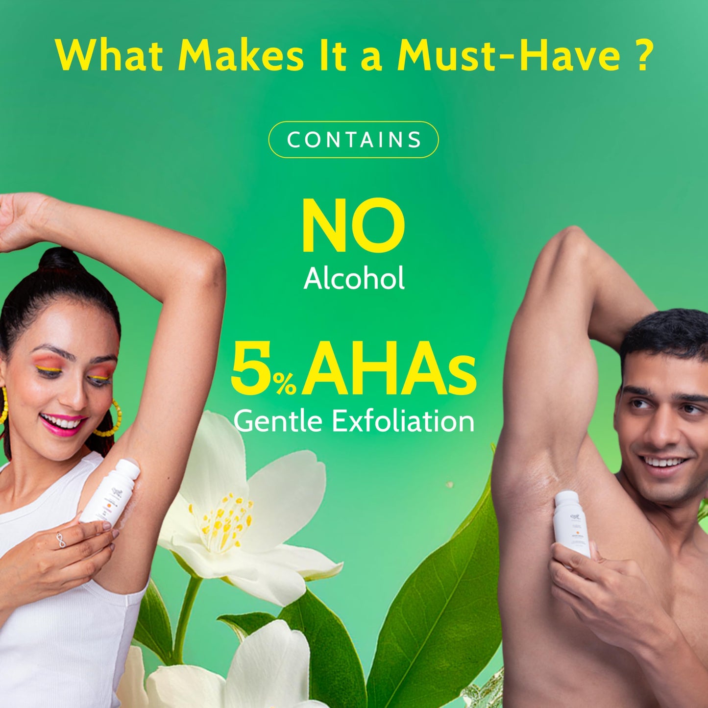 UnderArm Roll-On with 5% Lactic Acid 1% Mandelic Acid | Prevents Odour Brightens Skin & Exfoliates Underarm | Long Lasting Aqua Fragrance | Alcohol & Aluminium Free (1.3 Ounce)