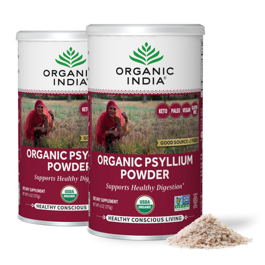 ORGANIC INDIA Whole Psyllium Husk Powder Organic - Psyllium Husk Fiber Supplement, Digestion Support, Vegan, Gluten-Free, Non-GMO, Soluble & Insoluble Fiber Source - 12 oz (Pack of 1)