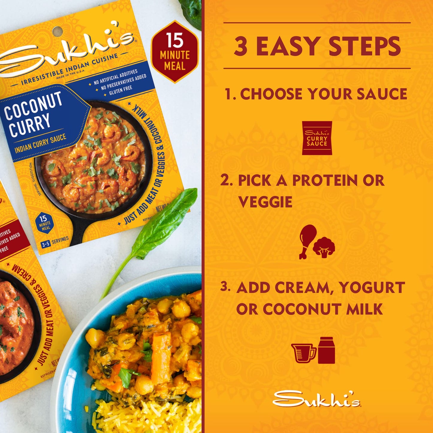 Sukhi's Indian Curry Paste - Chicken Tikka Masala Sauce 3oz (Pack of 6) 84 Servings - Gluten Free Food Indian Curry Sauce with Indian Spices
