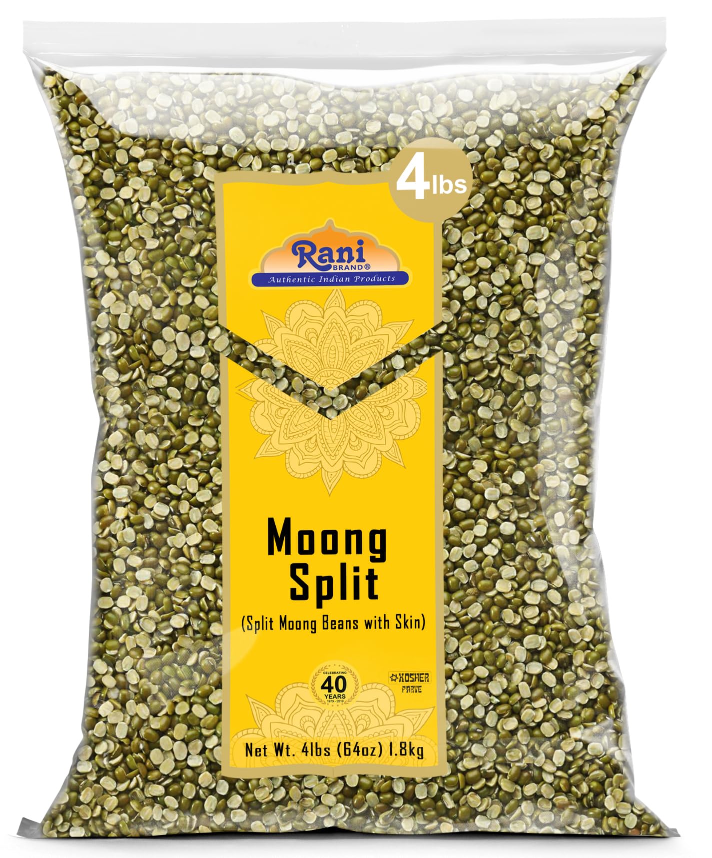 Rani Moong Whole (Ideal for cooking & sprouting, Whole Mung Beans with skin) Lentils Indian 64oz (4lbs) 1.81kg Bulk ~ All Natural | Gluten Friendly | Non-GMO | Kosher | Vegan | Indian Origin